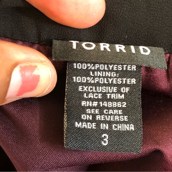 Torrid Burgundy Stripe Lace Bell Sleeve Chiffon Blouse 3X - Picture 15 of 16